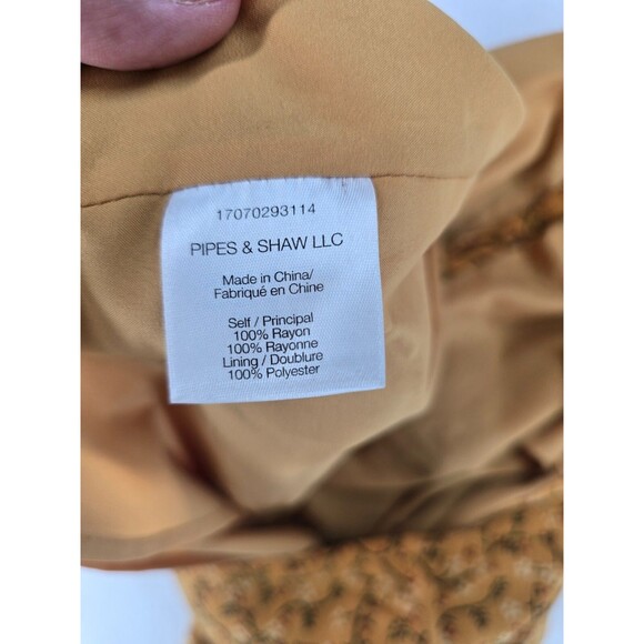 VERONICA BEARD Mustard Floral Ruffle Zipper Mini Skirt Size 12 - Picture 7 of 8